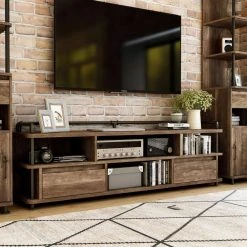 Osman 71 in. Reclaimed Oak TV Console with 2-Storage Drawers Fits TVs Up To 80 in. with Cable Management by Furniture of America -Furniture of America Sales Store reclaimed oak furniture of america tv stands fgi 19800c25 c3 1000