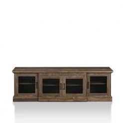 Ziv 69 in. Reclaimed Oak Particle Board TV Stand Fits TVs Up to 78 in. with Storage Doors by Furniture of America