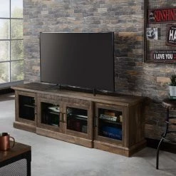 Ziv 69 in. Reclaimed Oak Particle Board TV Stand Fits TVs Up to 78 in. with Storage Doors by Furniture of America -Furniture of America Sales Store reclaimed oak furniture of america tv stands ynj 1984c25 c3 1000