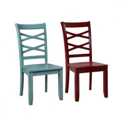 Fairmont Red and Blue Wood High Back Dining Chairs (Set of 2) by Furniture of America