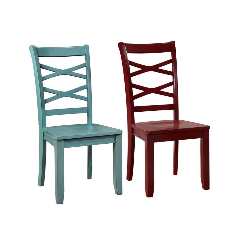 Fairmont Red and Blue Wood High Back Dining Chairs (Set of 2) by Furniture of America 1 Fairmont Red and Blue Wood High Back Dining Chairs (Set of 2) by Furniture of America