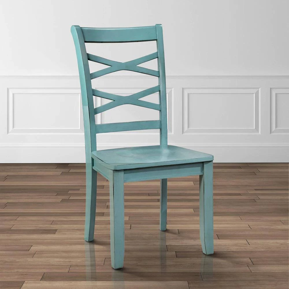 Fairmont Red and Blue Wood High Back Dining Chairs (Set of 2) by Furniture of America 2 Fairmont Red and Blue Wood High Back Dining Chairs (Set of 2) by Furniture of America - Image 2