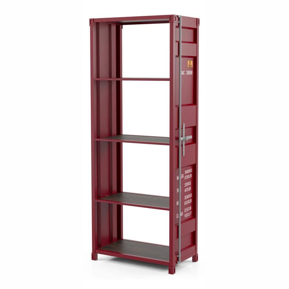 Klimson 64 in.H Red 4-Shelf Bookcase by Furniture of America 7 Klimson 64 in.H Red 4-Shelf Bookcase by Furniture of America - Image 7