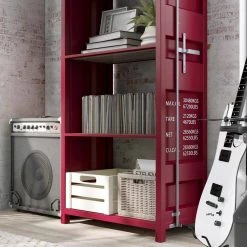 Klimson 64 in.H Red 4-Shelf Bookcase by Furniture of America 11 Klimson 64 in.H Red 4-Shelf Bookcase by Furniture of America -Furniture of America Sales Store red and silver high gloss powder coating furniture of america bookcases bookshelves idf ac333rd 44 1000