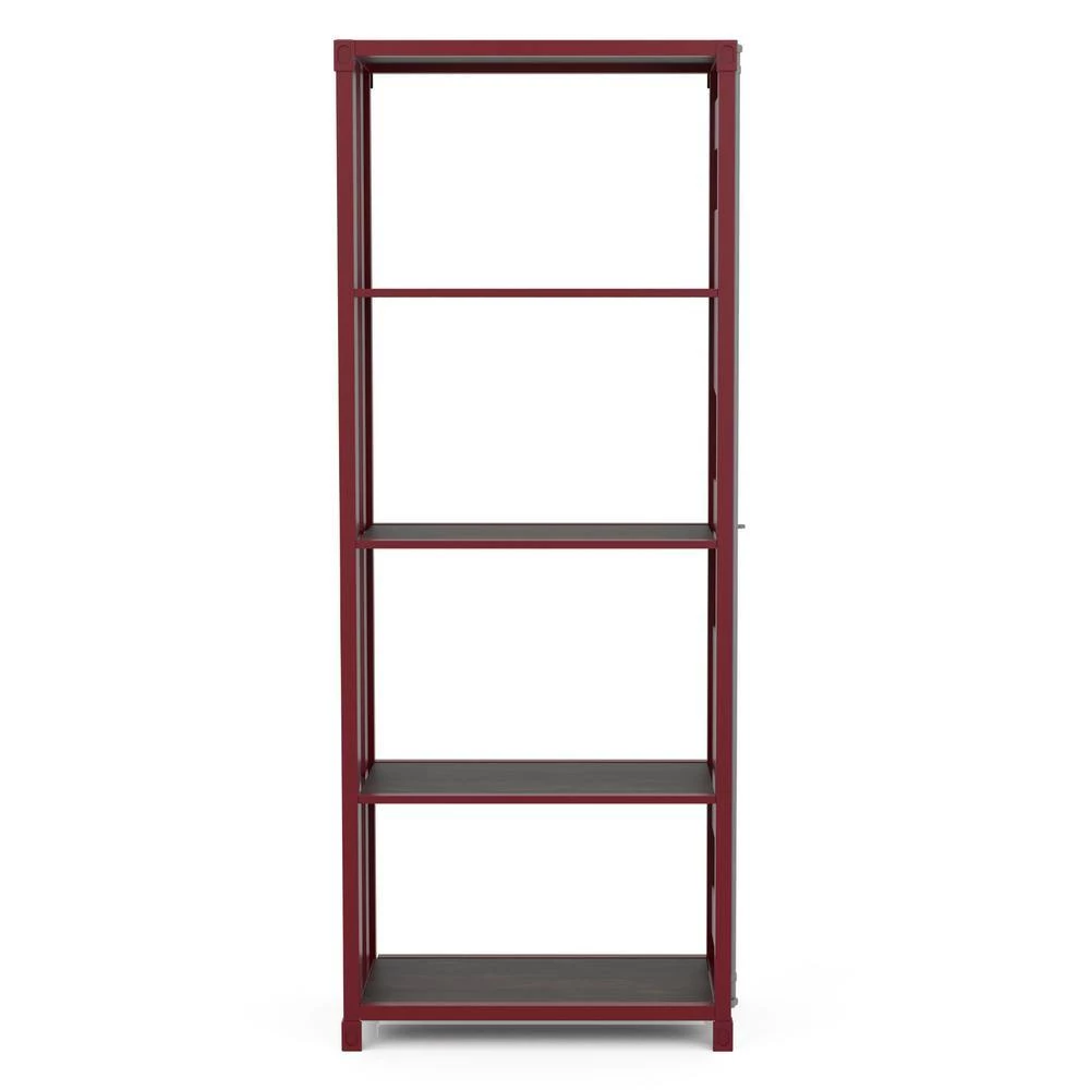 Klimson 64 in.H Red 4-Shelf Bookcase by Furniture of America 3 Klimson 64 in.H Red 4-Shelf Bookcase by Furniture of America - Image 3