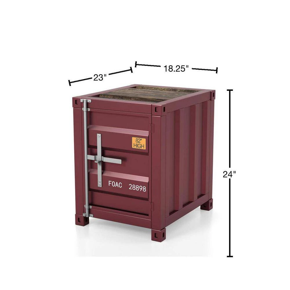 Wedgewood Red Sliding Door Storage End Table by Furniture of America 3 Wedgewood Red Sliding Door Storage End Table by Furniture of America - Image 3