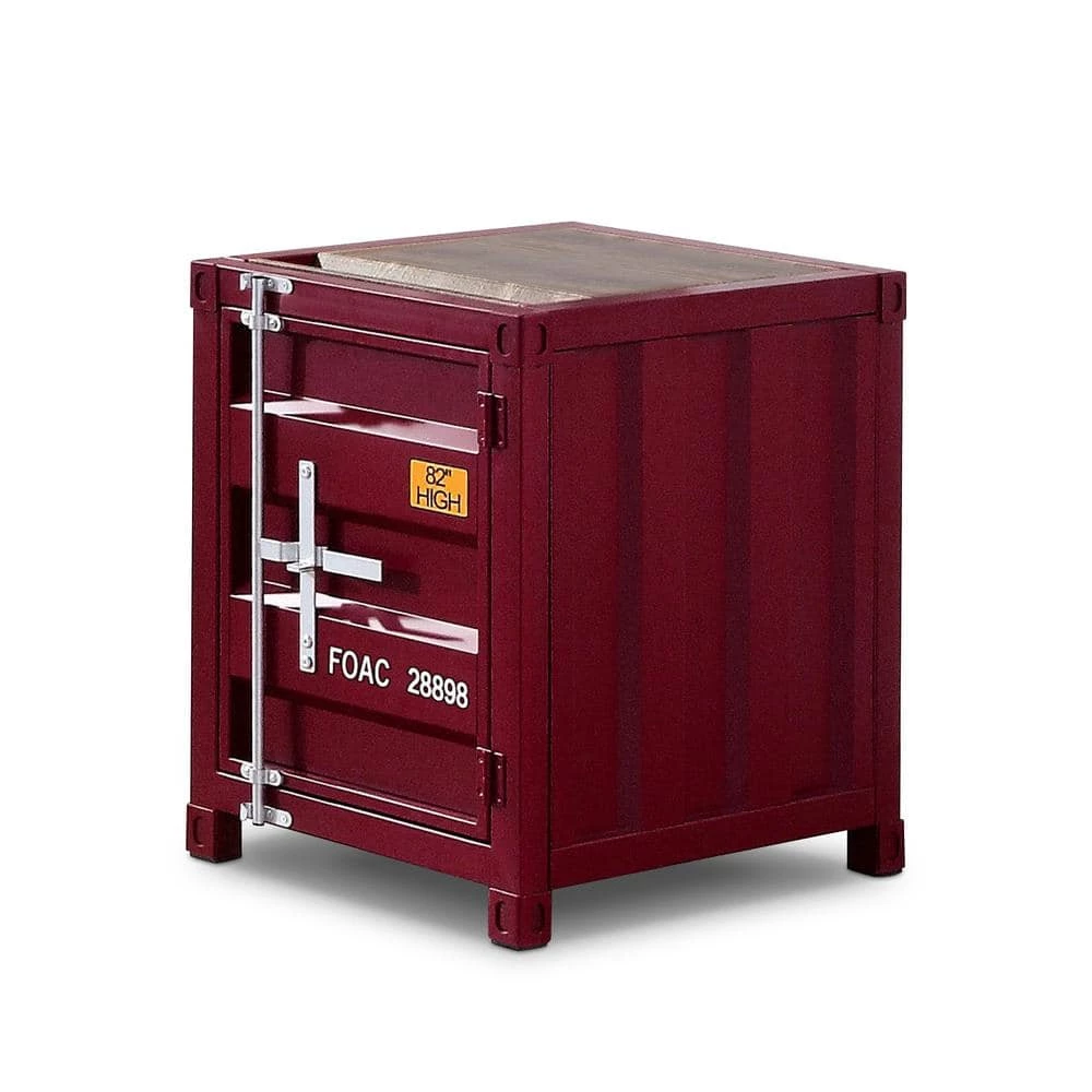 Wedgewood Red Sliding Door Storage End Table by Furniture of America 1 Wedgewood Red Sliding Door Storage End Table by Furniture of America