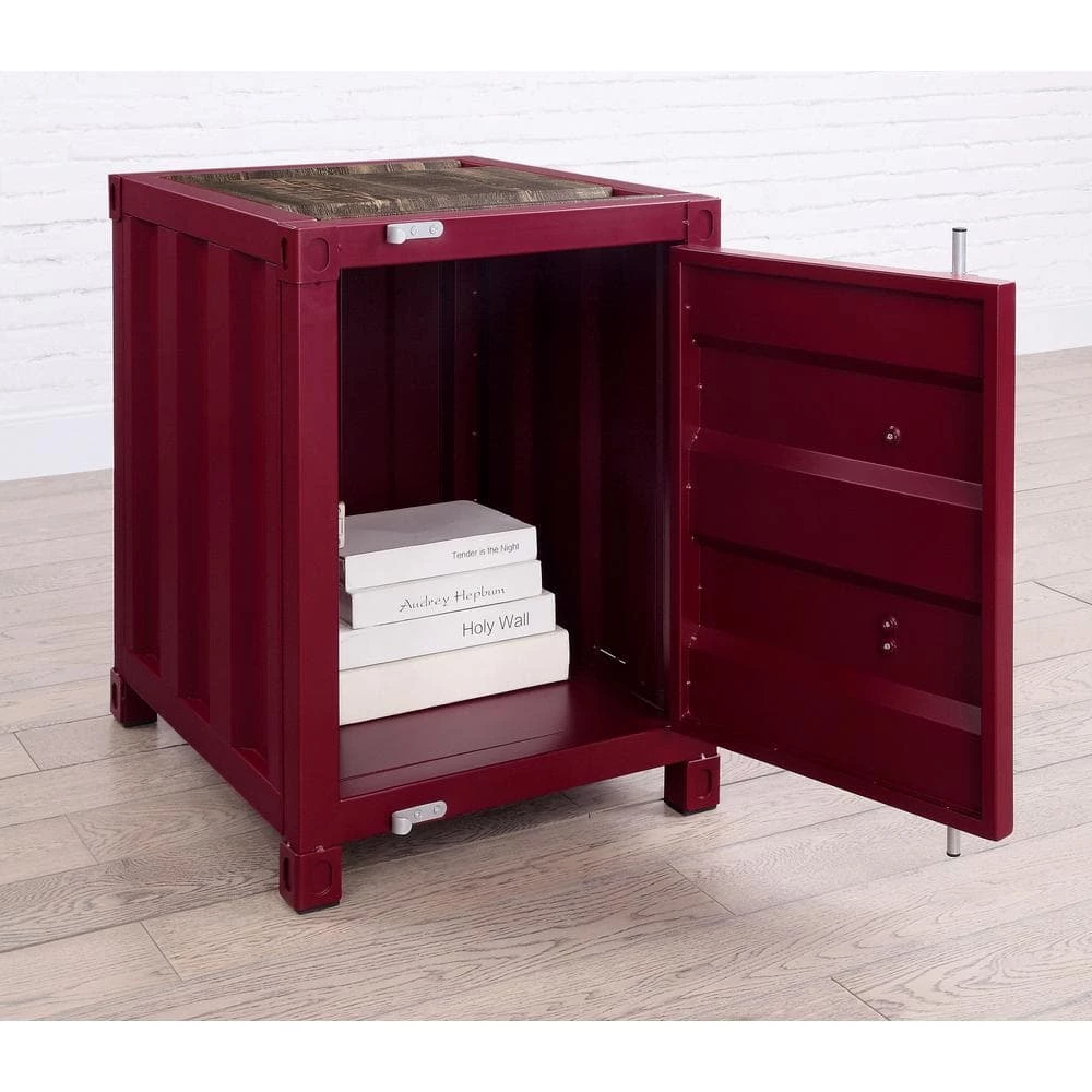 Wedgewood Red Sliding Door Storage End Table by Furniture of America 7 Wedgewood Red Sliding Door Storage End Table by Furniture of America - Image 7