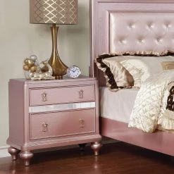 Kloe 2-Drawer Rose Gold Nightstand by Furniture of America -Furniture of America Sales Store rose gold furniture of america nightstands idf 7170rg n 31 1000