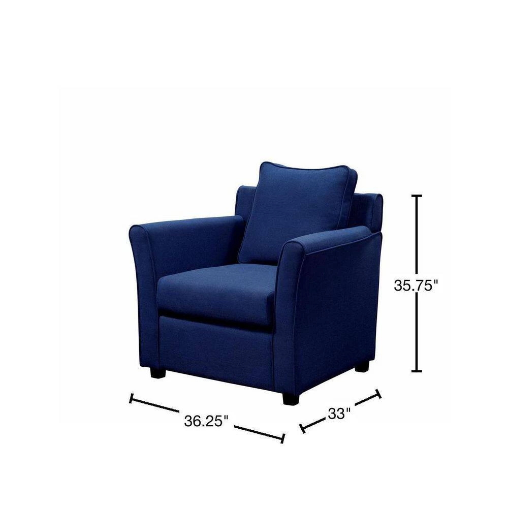 Beltram Royal Blue Woven Linen Accent Arm Chair by Furniture of America 3 Beltram Royal Blue Woven Linen Accent Arm Chair by Furniture of America - Image 3
