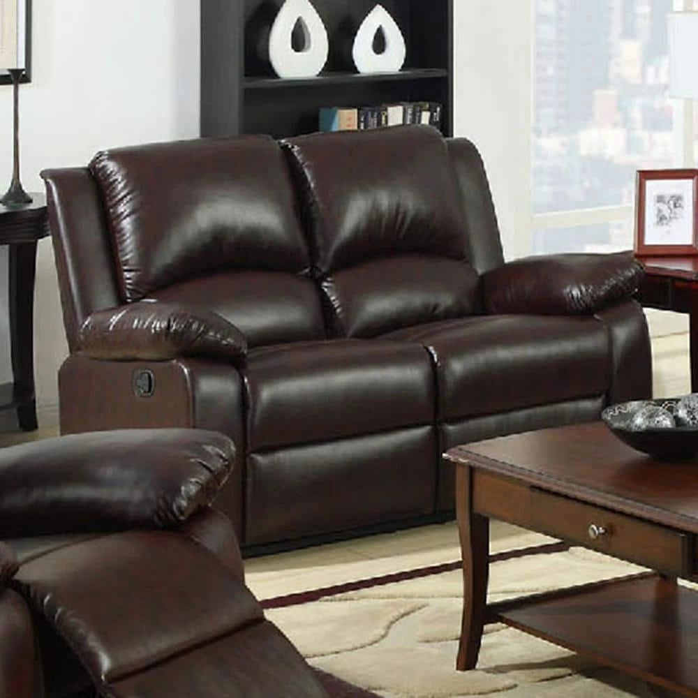 Oxford Rustic 58 in. Rustic Dark Brown Faux Leather 3 Seater Loveseat with Flared Arms by Furniture of America 4 Oxford Rustic 58 in. Rustic Dark Brown Faux Leather 3 Seater Loveseat with Flared Arms by Furniture of America - Image 4