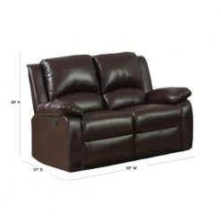 Oxford Rustic 58 in. Rustic Dark Brown Faux Leather 3 Seater Loveseat with Flared Arms by Furniture of America 6 Oxford Rustic 58 in. Rustic Dark Brown Faux Leather 3 Seater Loveseat with Flared Arms by Furniture of America -Furniture of America Sales Store rustic dark brown furniture of america loveseats cm6555 lv 40 1000