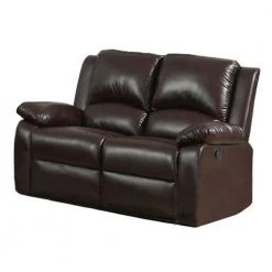 Oxford Rustic 58 in. Rustic Dark Brown Faux Leather 3 Seater Loveseat with Flared Arms by Furniture of America