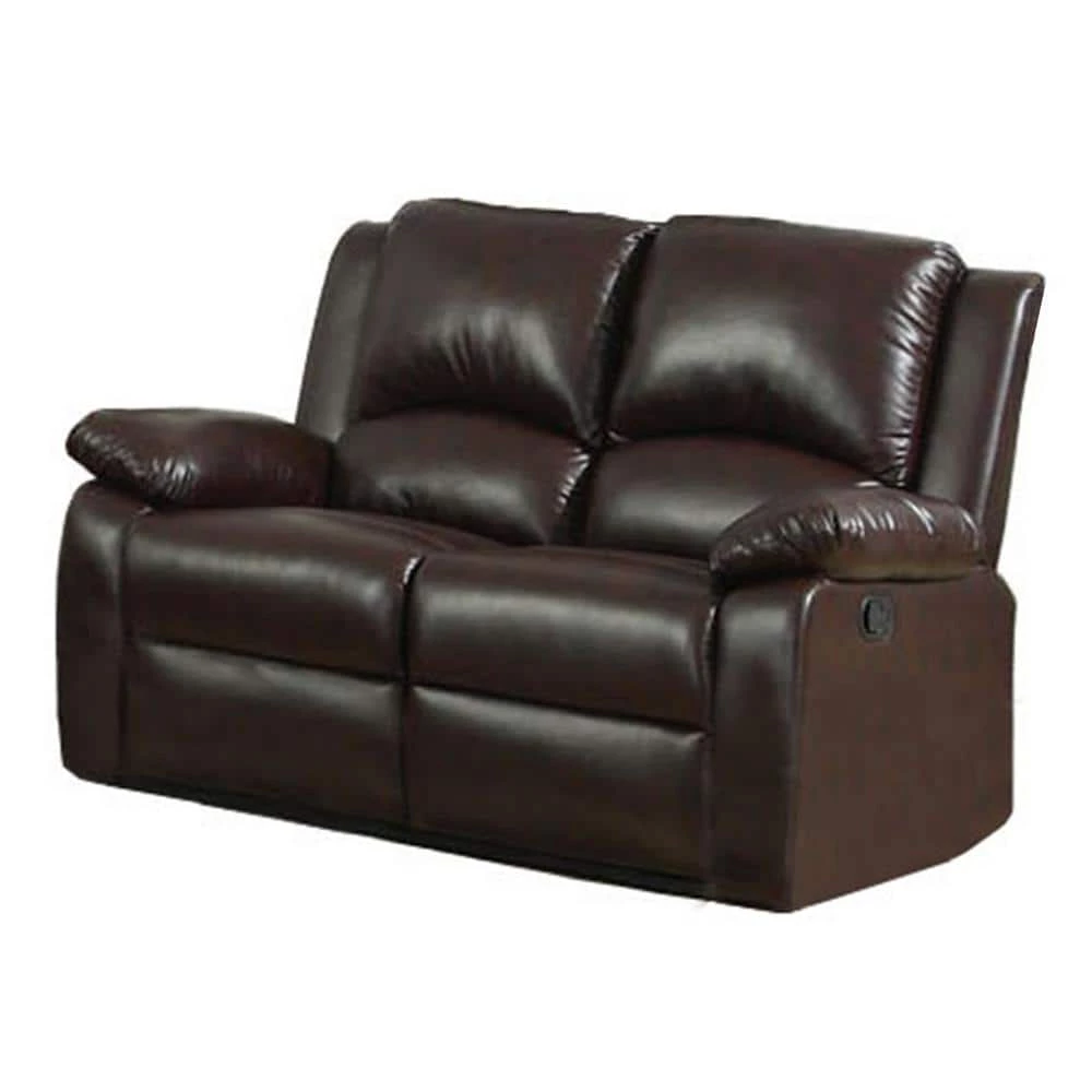 Oxford Rustic 58 in. Rustic Dark Brown Faux Leather 3 Seater Loveseat with Flared Arms by Furniture of America 1 Oxford Rustic 58 in. Rustic Dark Brown Faux Leather 3 Seater Loveseat with Flared Arms by Furniture of America
