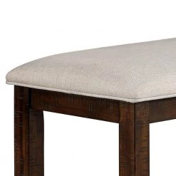 Creeke Rustic Oak and Beige Counter Height Bench (25 in. H X 46.5 in. W x 16.5 in. D) by Furniture of America -Furniture of America Sales Store rustic oak and beige furniture of america bedroom benches idf 3902pbn 1f 1000