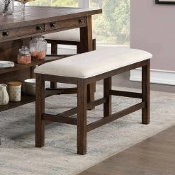 Creeke Rustic Oak and Beige Counter Height Bench (25 in. H X 46.5 in. W x 16.5 in. D) by Furniture of America -Furniture of America Sales Store rustic oak and beige furniture of america bedroom benches idf 3902pbn 31 1000