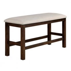 Creeke Rustic Oak and Beige Counter Height Bench (25 in. H X 46.5 in. W x 16.5 in. D) by Furniture of America