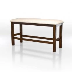 Creeke Rustic Oak and Beige Counter Height Bench (25 in. H X 46.5 in. W x 16.5 in. D) by Furniture of America -Furniture of America Sales Store rustic oak and beige furniture of america bedroom benches idf 3902pbn c3 1000