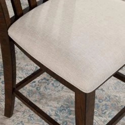 Creeke Rustic Oak and Beige Polyester Padded Counter Height Dining Chairs (Set of 2) by Furniture of America -Furniture of America Sales Store rustic oak and beige furniture of america dining chairs idf 3902pc 1f 1000