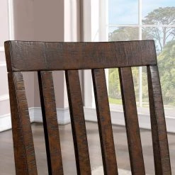 Creeke Rustic Oak and Beige Polyester Padded Counter Height Dining Chairs (Set of 2) by Furniture of America -Furniture of America Sales Store rustic oak and beige furniture of america dining chairs idf 3902pc 4f 1000