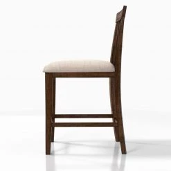 Creeke Rustic Oak and Beige Polyester Padded Counter Height Dining Chairs (Set of 2) by Furniture of America -Furniture of America Sales Store rustic oak and beige furniture of america dining chairs idf 3902pc c3 1000