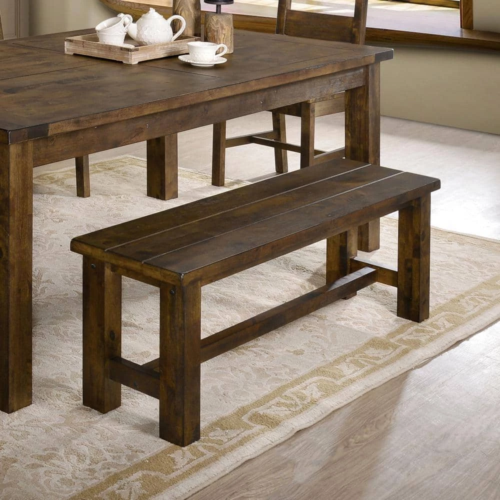 Stella Rustic Oak Wood Bench by Furniture of America 5 Stella Rustic Oak Wood Bench by Furniture of America - Image 5