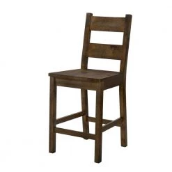 Stella 24.5 in. Rustic Oak Wood Ladder Counter Height Chairs (Set of 2) by Furniture of America