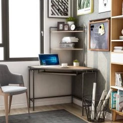 51 in. Light Copper and Sand Black Steel Corner Desk with USB Port by Furniture of America