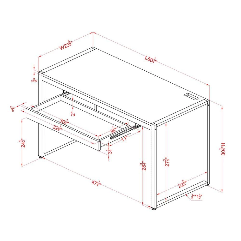 Nileman 50.38 in. Rectangular Sand Black and Natural Tone Writing Desk with 1-Drawer by Furniture of America 6 Nileman 50.38 in. Rectangular Sand Black and Natural Tone Writing Desk with 1-Drawer by Furniture of America - Image 6