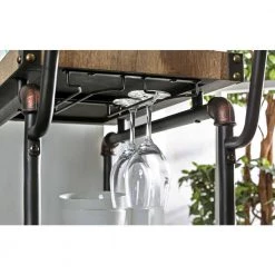 Merimac Sand Black 3-Tier Serving Cart with Stemware Racks by Furniture of America -Furniture of America Sales Store sand black furniture of america bar carts idf ac6847 44 1000