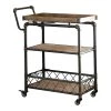 Merimac Sand Black 3-Tier Serving Cart with Stemware Racks by Furniture of America