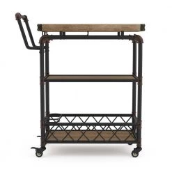Merimac Sand Black 3-Tier Serving Cart with Stemware Racks by Furniture of America -Furniture of America Sales Store sand black furniture of america bar carts idf ac6847 c3 1000