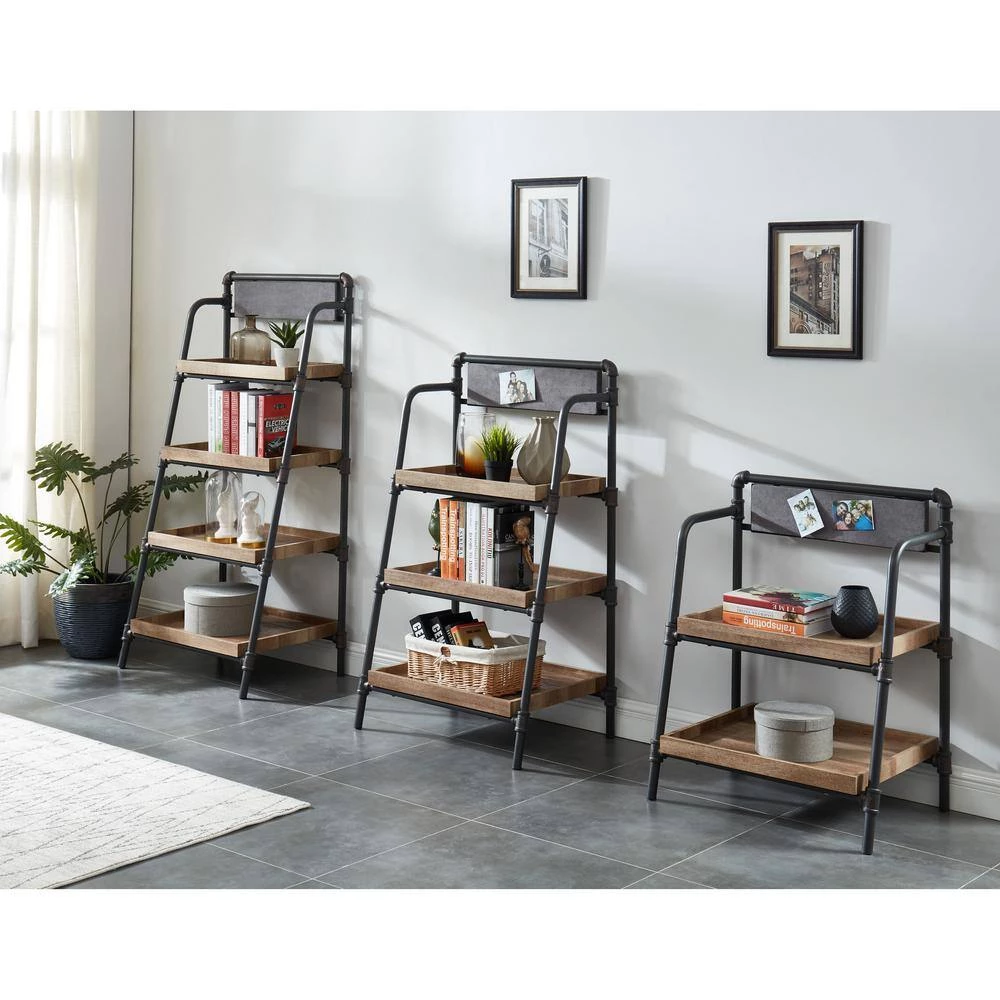 Sabela 59 in. H Sand Black 4-Shelf Bookcase by Furniture of America 6 Sabela 59 in. H Sand Black 4-Shelf Bookcase by Furniture of America - Image 6