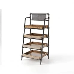 Sabela 59 in. H Sand Black 4-Shelf Bookcase by Furniture of America