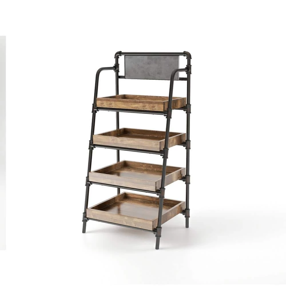 Sabela 59 in. H Sand Black 4-Shelf Bookcase by Furniture of America 1 Sabela 59 in. H Sand Black 4-Shelf Bookcase by Furniture of America