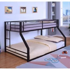 Bowry Sand Black Twin Over Full Bunk Bed by Furniture of America -Furniture of America Sales Store sand black furniture of america bunk beds idf bk656bk tf 31 1000