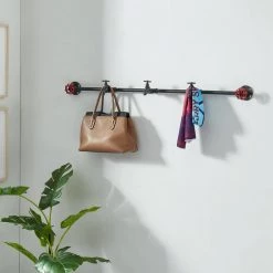 Wilbur Sand Black Floating Coat Rack With Faucet & Valve Hooks by Furniture of America -Furniture of America Sales Store sand black furniture of america coat racks idf ac557 31 1000