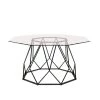 Mysen 36 in. Sand Black Powder Coating Octagon Glass Top Coffee Table by Furniture of America