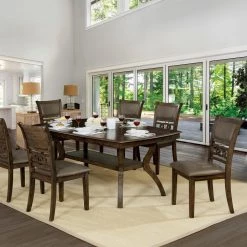 Ilana Satin Walnut Leatherette Ring Side Chair (Set of 2) by Furniture of America -Furniture of America Sales Store satin walnut furniture of america dining chairs idf 3023sc 31 1000