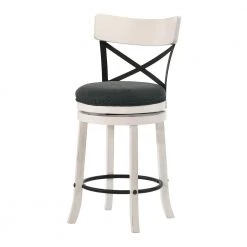 Eldare 39.75 in. Sea White and Black Low Back Wood Counter Height Bar Stool (Set of 2) by Furniture of America