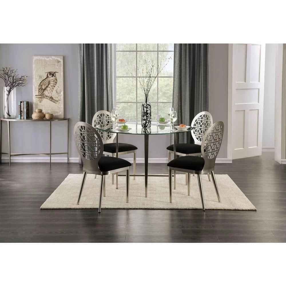 Zaniel Silver and Black Side Chairs (Set of 2) by Furniture of America 6 Zaniel Silver and Black Side Chairs (Set of 2) by Furniture of America - Image 6