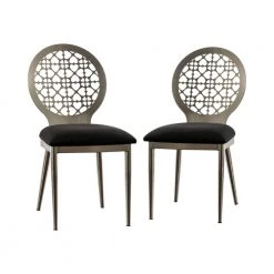 Zaniel Silver and Black Side Chairs (Set of 2) by Furniture of America