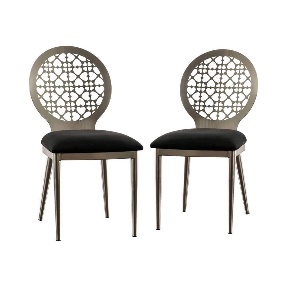 Zaniel Silver and Black Side Chairs (Set of 2) by Furniture of America 1 Zaniel Silver and Black Side Chairs (Set of 2) by Furniture of America