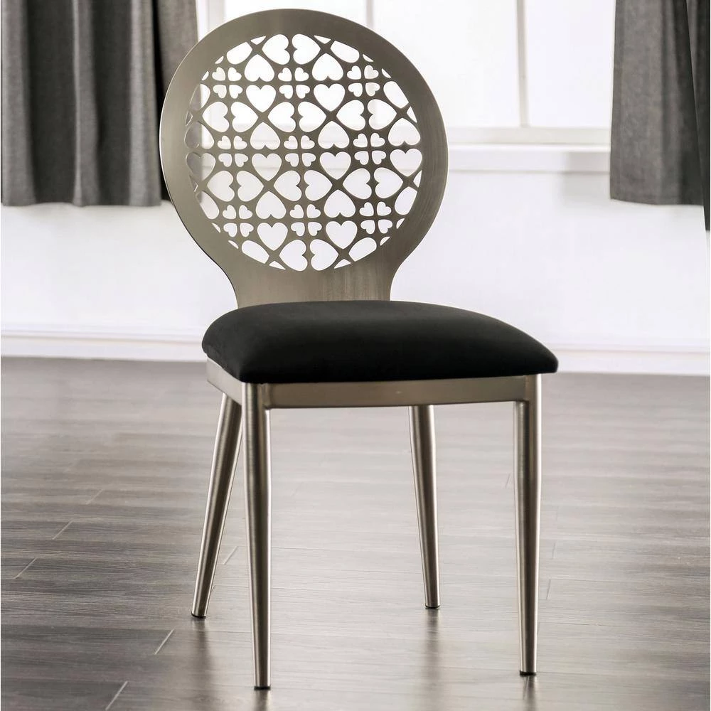 Zaniel Silver and Black Side Chairs (Set of 2) by Furniture of America 4 Zaniel Silver and Black Side Chairs (Set of 2) by Furniture of America - Image 4