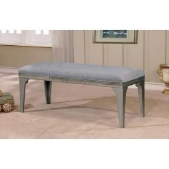 Grohl 21 in. H x 51 in. W x 21 in. D Silver Flannelette Cushioned Dining Bench by Furniture of America -Furniture of America Sales Store silver furniture of america bedroom benches idf 3020bn 31 1000