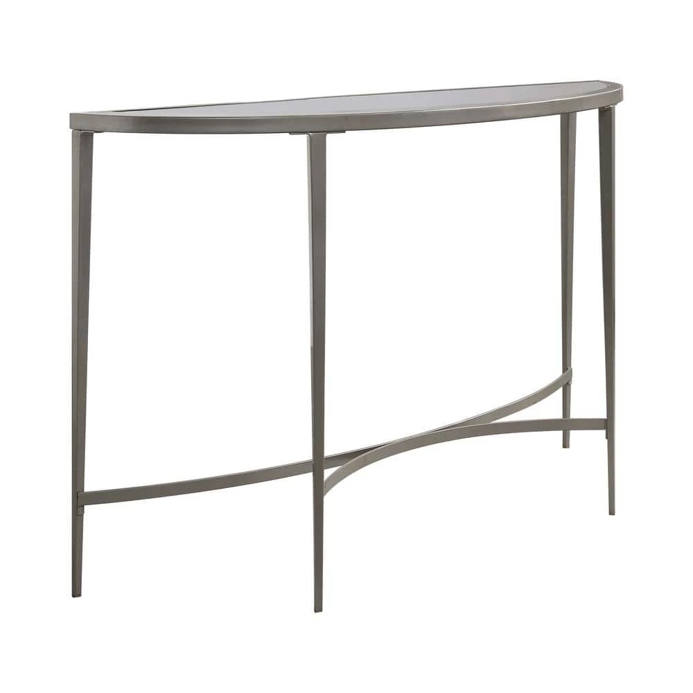 Zophie 45 in. Silver Half Moon Glass Console Table by Furniture of America 1 Zophie 45 in. Silver Half Moon Glass Console Table by Furniture of America