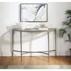 Zophie 45 in. Silver Half Moon Glass Console Table by Furniture of America 7 Zophie 45 in. Silver Half Moon Glass Console Table by Furniture of America -Furniture of America Sales Store silver furniture of america console tables idf 4743s c3 1000