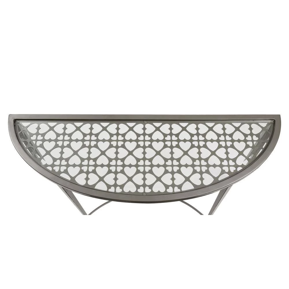 Zophie 45 in. Silver Half Moon Glass Console Table by Furniture of America 2 Zophie 45 in. Silver Half Moon Glass Console Table by Furniture of America - Image 2