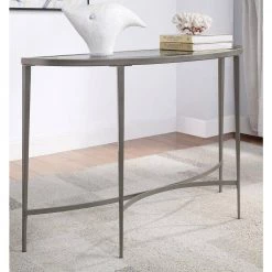 Zophie 45 in. Silver Half Moon Glass Console Table by Furniture of America 8 Zophie 45 in. Silver Half Moon Glass Console Table by Furniture of America -Furniture of America Sales Store silver furniture of america console tables idf 4743s fa 1000