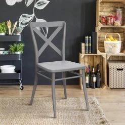 Argyle Silver Steel Cross Back Dining Side Chairs (Set of 2) by Furniture of America -Furniture of America Sales Store silver furniture of america dining chairs idf 3508sv sc 31 1000